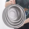 The manufacturer thickened non-magnetic stainless steel draining basket with dense holes, double-ear multi-purpose baskets, draining basins for washing vegetables, draining basins for rinsing rice, and sieving water details Picture